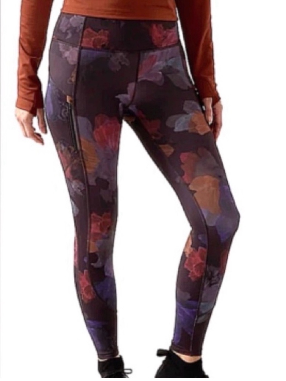 Athleta Women’s Rainier Printed Tight Leggings  Night Bloom Black Activewear